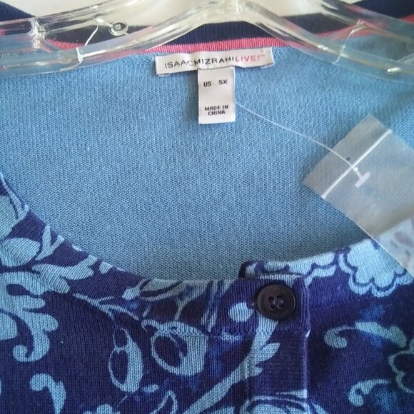 Isaac Mizrahi Live Blue Floral Cardigan Sweater /Shrug- 5X-NWOT - Picture 2 of 4